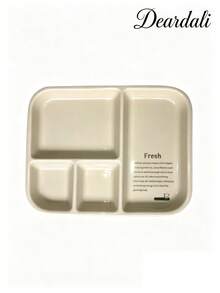 DearDali 1pc Minimalist 4-Compartment Ceramic Plate, Thickened Wear-Resistant Easy To Clean Portion Control Plate, Cream INS Style Dinnerware, Suitable For Kids Complementary Food, Lunch, Weight Loss Portioning Or Back To School Season - View 11