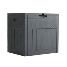 126L Outdoor  Storage Box For Balcony & Small Garden – Fade-Resistant, Weather-Resistant Design | Lockable Lid + Bonus Gloves | Compact 55.5 * 43 * 53 Cm | Sleek Grey Finish - Grey - View 9