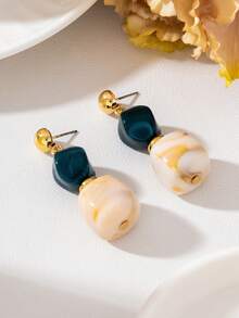 Women's Dangle Earrings, Fashionable And Versatile, Suitable For Daily Wear - Off-white and Dark Blue - View 16
