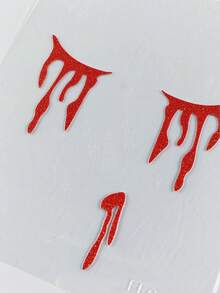 2pcs Gothic Style Glitter Halloween Face Stickers, Dark Gothic Element Self-Adhesive Face Stickers, Suitable For Halloween Makeup, Dark Style Party, Cosplay, Gothic Theme Styling - Red - View 8