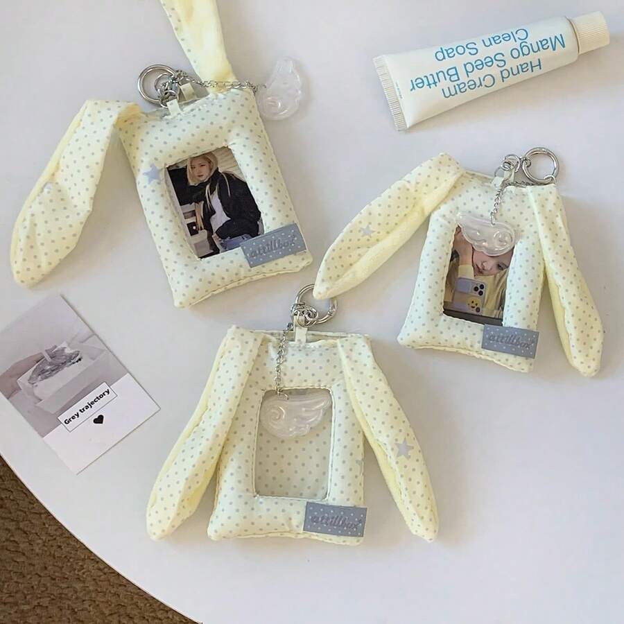 Polka Dot Series Rabbit Ear Card Holder (Fashion Design, Card Storage, Creative Style); Suitable For Doctor/Nurse ID Badge And Transportation Card. Neutral Design - Versatile Choice For Halloween, Easter, Thanksgiving Or Birthday.