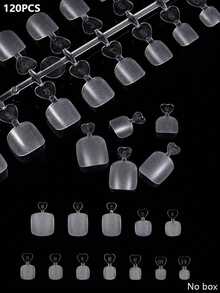 240pcs Pre-Made Thickened Clear French Square Nails For Feet, Full Coverage Acrylic Material Extension Tips For DIY Nail Art - Clear - View 7