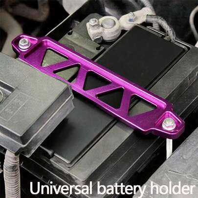 1 Peça Suporte de Bateria de Carro, Suporte de Bateria de Carro Universal Triangular de 5 Furos em Liga de Alumínio, Instalação Portátil, Disponível em Preto/Roxo