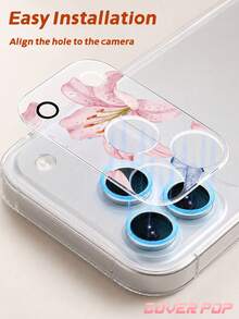 1pc Hibiscus Pattern Camera Lens Protector Film, Compatible With IPhone 17Pro/17 Pro Max; Made Of Tempered Glass, Full Coverage Design, High Definition Clarity, Scratch-Resistant And Anti-Fingerprint, Suitable For Phone Cases, Easy To Install. - Clear - View 6