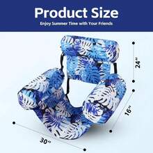 1pc/2pcs Adult Heavy Duty Inflatable Pool Float, Tropical Leaf Pattern Inflatable Pool Lounge Chair, Suitable For Summer Party Water Beach Lake Fun, Beach Relaxation, Eye-Catching Design, Comfortable Mesh Fabric, Adult Beach Chair - Multicolor - View 5