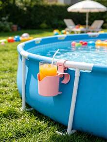 1/2/4pcs Heavy Duty Poolside Cup Holder, Universal Fit For 2 Round Poles And Above Ground Pools, Spill-Proof Beverage, Beer And Phone Holder, Durable Outdoor Storage Rack, Suitable For Patio, Beach And Party - Multicolor - View 4