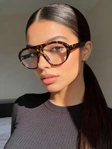 1 Paar Damen Vintage Oversized transparente dekorative Brille, lässiges Alltags-Streetstyle-Urlaubsaccessoire, Urlaubsgeschenk - Transparent - Übersicht 6