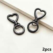 Gold Silver Black 3-Color Heart-Shaped Metal Keychains With Rotating Clasp For DIY Key Ring, Key Chain Hook, Lanyard Making, Wallet Making, Suitable For Men And Women Key Organizer - Multicolor - View 13