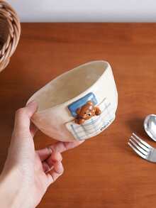 1 pieza Taza de cerámica con diseño de oso de peluche adorable y manta; Taza de café moldeada a mano y pintada a mano; Creativa y exquisita; Ideal para decoración del hogar y vajilla; Perfecta para arte de café con leche en restaurantes, excelente para fiestas y reuniones; Regalo encantador - Multicolor - Ver 14
