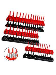 3pcs Plastic Socket Tray Set - Stackable Durable Storage Rack, Suitable For 1/4", 3/8", 1/2" Sockets - Essential Garage Tool Rack For Mechanics And DIY Enthusiasts - A - View 8