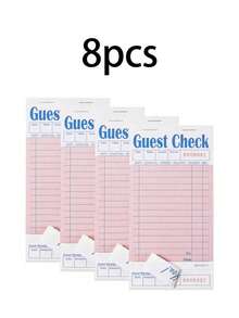 1/4/8 Pack Pink Customer Check Bill Book, Suitable For Waiters/Waitresses, Server Notepad, Restaurant Billing Paper, 50 Sheets Per Pack, 200 Sheets Total,Horizontal/Vertical Layout For Time Tracking, Accounting, Inventory Management Activity Planning - Multicolor - View 12