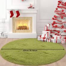 Thickened Round Rug 1 Pc Suitable For Bedroom Modern Fluffy Round Rug, Suitable For Living Room Round Fluffy Rug, Non-Slip Furry Soft Rug, Door Mat Living Room Floor Bedroom - Green - View 14