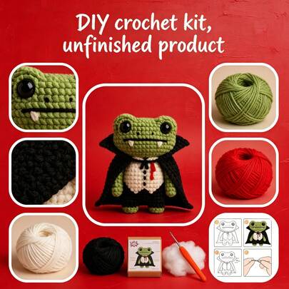 Halloween Series Unfinished Product, Creative Car Pendant, Home Decor Crochet DIY, Includes Making Tools. Suitable For Crochet Enthusiasts. Perfect For Making Desktop Decorations, Bag Charms, Also Suitable As Gifts For Valentine's Day, Birthday, Mother's Day, Father's Day, And Decorations For Easter And Christmas. Easy To Make And Get Started