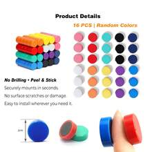 RIMEMO 16PCS Colorful Round Magnets Set, 20mm Small Magnetic Pins, Random Color Fridge Magnets For Office, Home, School, Whiteboard, Bulletin Board - A - View 1