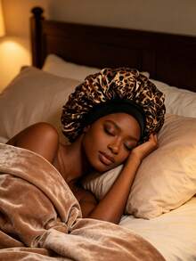 CONFLASS Butterfly Print & Leopard Silk Sleep Cap, Elastic Wide Band, Anti-Frizz Night Hair Bonnet, Suitable For Curly And Natural Hair, Back To School Dorm Essential Hair Care Accessory, Soft And Smooth Sleep Headwear, College Student Hair Care Gift - Multicolor - View 10