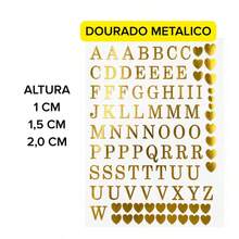 Cartela de Alfabeto Vinil Termocolante Monograma Casamento para tecidos porta joias carteira necessarie - 1 CM - 3 CARTELAS - Visão 4