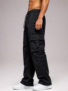 CZRLHYT Men's Loose Straight Leg Drawstring Waist Sweatpants, Comfortable And Durable, Suitable For Outdoor Activities, Running And Fitness Workouts - Black - View 5
