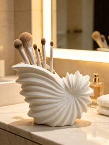 1 قطعة حامل فرشاة مكياج بشكل صدفة، صندوق منظم تخزين فرشاة المكياج، ديكور طاولة الزينة، صندوق عرض وتخزين أدوات التجميل، إكسسوارات الزينة، مناسب للحياة المنزلية - A - مشاهدة 7