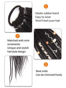 24 Inch Black, Gold, Gradient Brown Straight Hair Hippie Style 14 Strands Handmade Synthetic Fiber Crochet Braids Hair Extensions, Suitable For Women - Multicolor - View 7