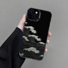 Laser Phone Case For IPhone 16 15 14 Pro Max Plus 13 Mini 12 11 Pro Max Fashion Great Black Wave Shockproof Protective Covers - CH-Black LKHL 4 - 查看 8