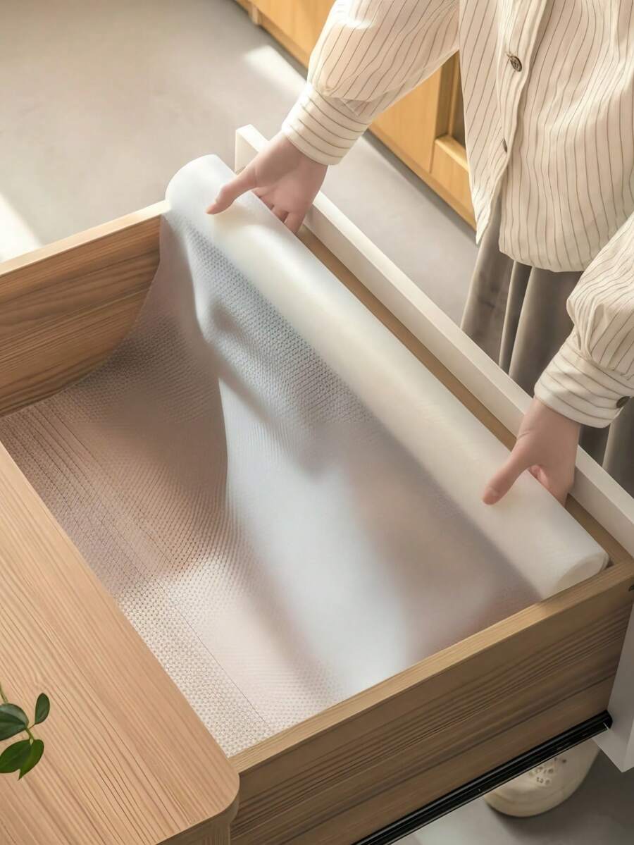 Haus Hana 1 Roll Kitchen Cabinet Liner Mat, Eva Material Anti-Oil & Anti-Moisture, Can Be Cut To Required Size For Shelves, Drawers, Cabinets, Fridge Shelf, Table Mats - White - View 1