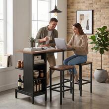 Dining Table & Chair Sets - Coffee Brown - View 9