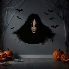2D Flat Halloween Wall Floor Stickers Waterproof Removable Scary Ghost Witch Decals For Home Bedroom Bathroom Kitchen Decor Fridge Sticker 30*60Cm/11.8*23.6Inch - Multicolor - View 8