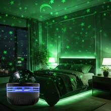 Luz nocturna de proyección de estrella y luna multicolor moderna alimentada por USB, proyección giratoria para techo/escritorio, adecuada para dormitorio, habitación, iluminación de sala de juegos, proyección dinámica de cielo estrellado, lámpara de atmósfera de plástico, luz decorativa ambiental - Estrella - Ver 7