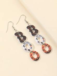 1pair Halloween Acrylic BOO Colorful Letter Spider Web Drop Earrings For Women Girl For Funny Horror All Saints' Day Jewelry Party Accessories - Multicolor - View 1