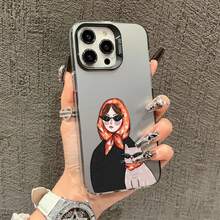 Cartoon Cute Cat Headscarf Women Phone Case For IPhone 17 13 12 Mini 11 Pro Max 16 15 14 Plus Pro Max Shockproof Laser Case - CH-Black NRYM 5 - 查看 7