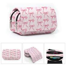 Printed Capybara, Pink Pencil Case, Double-Layer Flap Pencil Case Stationery Box, Can Hold Pencils, Keys, Phones, Coins, Small It, First Day Of School - Multicolor - View 11