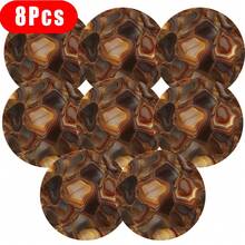 4pcs/Set Coasters - 10cm Round Coasters, Marble Texture Wooden Design, Suitable For Coffee Table, Drink Coaster Set - Brown/Black/Gold/Beige Marble Design, Home Decor, Tabletop Decor, Available In 1 Set, 2 Sets Or 4-6 Sets - Multicolor - View 7