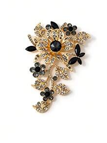1pc Women's Floral Brooch, Luxury Palace Style Crystal Vintage Elegant Corsage, Fashionable Versatile Anti-Glare Pin, Perfect Gift - Multicolor - View 11