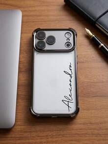 客製化姓名手機殼，適用於 iPhone 17 Pro Max 17 Air，透明防震電鍍鏡頭膜相機保護，壓克力+TPU 緩衝保護殼，17 Pro Max 聖誕手機殼 - 黑色 - 查看 4