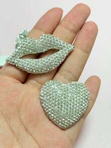 1 pieza Blanco Lujo Brillo Completo de Strass Símbolo de Dólar Bolsa de Dinero Lazo de Labios Oso Mariposa Adorno de Encanto de Diseñador Funda de Teléfono Decoraciones de Coche DIY Sin Adhesión Espejo Retrovisor Accesorios de Salida de Aire del Coche Manualidades - blanco - Ver 4