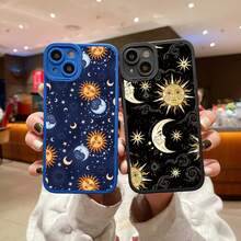 Funny Sun Moon Face Silicone Phone Case For IPhone 14 Pro Max Plus 13 12 Pro Max 11 XS X XR SE2 7 8 Plus Soft Back Cover Fundas - T-Black SHRY 1 - 查看 2