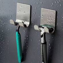 Heavy Duty Stainless Steel Razor Hook, No Drilling Installation; Waterproof Wall-Mounted Razor Holder; Suitable For Tile Bathroom Walls; Space-Saving Bathroom Shower Accessory; Men's Shaving Tool Storage - A - View 6