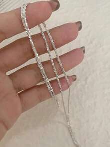 Nooxian 1件女款時尚毛毛蟲腰鍊，適合搭配牛仔褲 - 銀色 - 查看 4