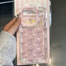1 buah Casing Ponsel Transparan Motif Hati & Pita Cetak Penuh untuk iPhone 16 Pro Max/17/16/15/14 Plus/13/12/11, Casing Pelindung Udara - MultiWarna - View 4
