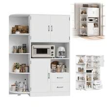 WUWAWDOGA Armario de cocina multifuncional con 2 cajones y 3 armarios Y 4 Área de exposiciones, Blanco - Blanco - Ver 11