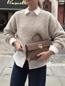 Autumn/Winter Casual Versatile Solid Color Sweater - Khaki - View 4