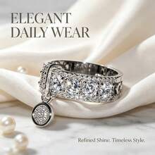 1 Ring Vintage Ring Luxury Women's Wedding Ring Round Loop Engagement Jewelry Gift - Silver-white - View 6