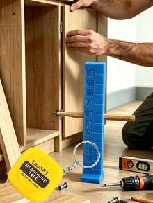 أداة تحديد DIY للنجارة، مقياس تحديد الارتفاع (5-105 مم)، أداة تحديد وموضع متعددة الوظائف، محدد ارتفاع الجدار، مسطرة ارتفاع محمولة مدمجة، عمودي مع إدراج قلم رصاص بفتحات دائرية مزدوجة الصفوف، فتحة مقياس متدرجة جانبية، مناسبة لتحديد مستوى بلاط الجدران، تحديد موضع خط الخصر الموحد، تحديد ارتفاع الصندوق السفلي، خط لون الجدار، تحديد ارتفاع السقف، ديكور المنزل، تحديد الارتفاع الجماعي في مواقع البناء التجارية - متعدد الألوان - مشاهدة 10