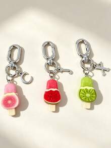 1pc Summer Fresh Fruit Popsicle Letter Keychain Pendant, Girl Bag Charm Phone Accessory, Best Friend Gift - Multicolor - View 2