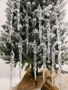 12 PCS Tree Decoration Crystal Pendants Ornaments - Hanging Acrylic Snowflakes And Icicle Ornaments With Pendants Tree New Year Party Decoration Supplies - Multicolor - View 4
