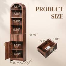 1-Door 1-Drawer 4-Tier Bathroom Vanity Grille-Finished MDF Melamine-Faced Bathroom Cabinet Arched Top 15.75*11.81*66.93in Walnut - Walnut - View 9