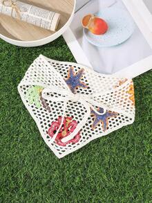 1pc Bohemian Style Beach Vacation Casual Ocean Element Hollow Knit Tie Triangle Scarf - Multicolor - View 5
