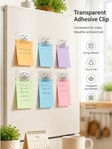 Transparent Self-Adhesive Wall-Mounted Spring Clips, No-Drill Strong Adhesive Wall Clips, Reusable Multi-Purpose Clips For Snack Bags, Towels, Notes, Kitchen Bathroom Home Storage - Multiple Styles - View 2