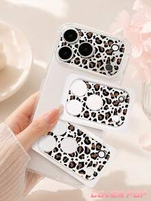 1 buah Pelindung Lensa Kaca Tempered Motif Leopard Cokelat, Kompatibel dengan Apple 17 Pro/17 Pro Max, Perlindungan Kamera Belakang Menyeluruh, Tahan Gores dan Tahan Aus, Pemasangan Mudah - Clear - View 3