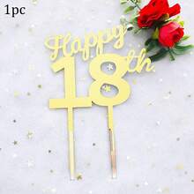 1 قطعة/3 قطع/5 قطع زينة كيك أكريليك ذهبية بأرقام 18/21/30/40/50/60/70/80، مناسبة لأعياد الميلاد والزفاف وتزيين كيك الحفلات - الذهبي - مشاهدة 19